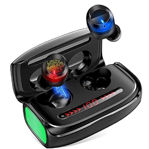 IKXO Gaming Headset Wireless in Ear Monitor Earbuds Bluetooth Headphones Touch Control with Charging Case IPX7 Waterproof Built-in Mic Headset Premium Deep Bass TWS Stereo Earphones Black