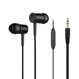 Meyaar DGBeex Edition Wired Durable Metal Earphones Earbuds with Microphone &amp; Deep Bass Clear Sound Noise Isolating in Ear Headphones, Stereo Ear Buds for Cell Phones, Laptop, Tablet, Gaming Black
