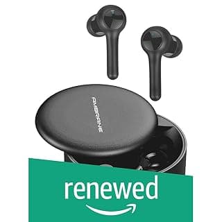 (Renewed) Ambrane BeatsDuo True Wireless Stereo Earphones with High Bass HD Sound, Dual Mic for Calls, 25 hrs Playtime with Case, Water Splash Proof &amp; Siri/Google Assistant (Black)