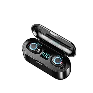 CRUA TWS Wireless Earbuds Bluetooth 5.0 Waterproof Hands-free Earphones with Portable 2000mAh Charging Box, in-Built Mic, LED Digital Shows, Single/Twin Mode Headphones Compatible with Android and iOS