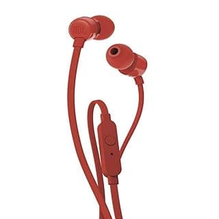(Renewed) JBL T110 in-Ear Headphones with Mic (Red)