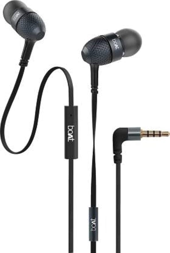 Boat bassHeads 225 In-Ear Wired Earphones with Super Extra Bass, Metallic Finish, Tangle-Free Cable(Black)
