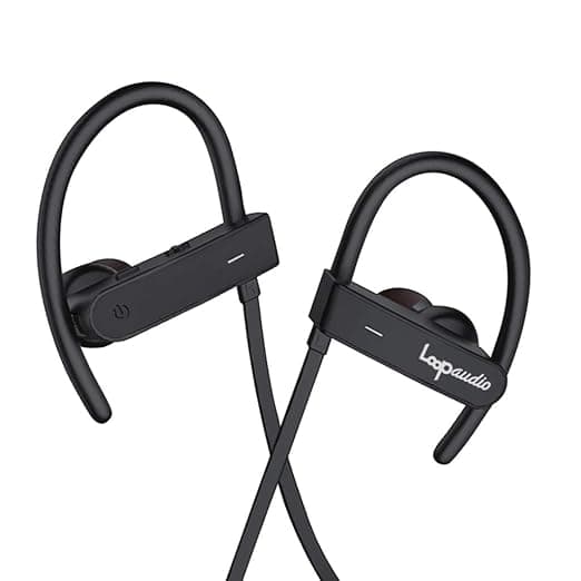 LoopAudio - ActionLoop [10 Hour Battery][100% Splash & Sweat Proof] 4.2 Bluetooth Wireless Earphone with Mic & Carry Case (Black) In-Ear