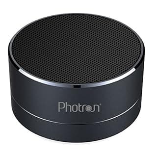 Photron P10 Wireless 3W Super Bass Mini Metal Aluminium Alloy Portable Bluetooth Speaker with Mic, LED Light, Micro SD Card Slot, FM Radio, AUX Mode, Black