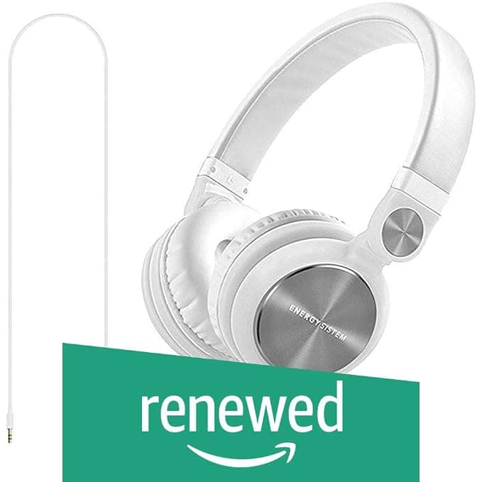 (Renewed) Energy Sistem DJ2 Energy Headphones with Mic (White) Audio Headphones