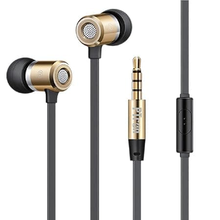 PTron Unison HBE (High Bass Earphones) Stereo in-Ear Wired Headphones with Mic - (Gold)