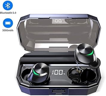 Muzili T22 Wireless Earbuds Hi-Fi Sound Bluetooth 5.0 Headsets CVC 8.0 Noise Cancelling Sports Bluetooth Earphones with Built-in Mic 3000 mAh Charging