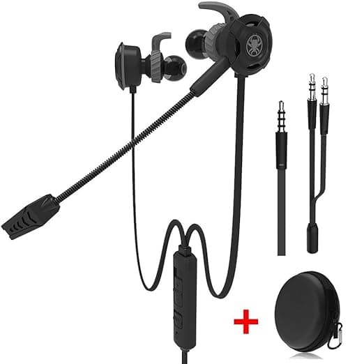 Plextone Wired Gaming Earphone with Detachable Long Microphone, Noise Cancellation for PC, Mobile,PS4,Xbox,Tablet (Black) Headsets