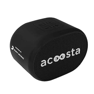 Acoosta Suno Mini – Powered by Sony Music, 500 Preloaded Songs Across 3 Stations and 150 Artists, Portable Wireless Bluetooth Speaker with Mic, FM Radio, Aux Out, True Wireless Stereo