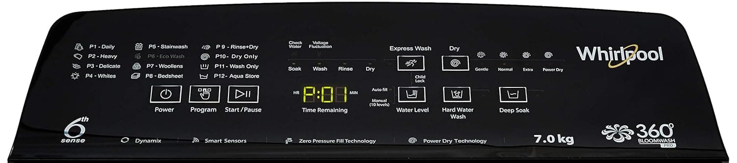 Whirlpool 7 Kg Fully-Automatic Top Loading Washing Machine (360 BW PRO (540) 7.0 GRAPHITE 10YMW, Graphite)