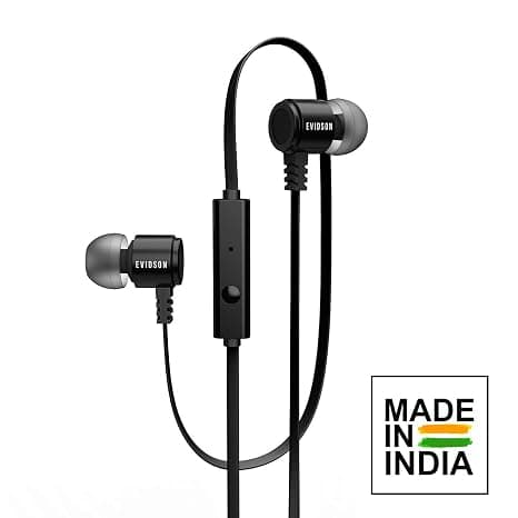 Evidson BassFlow X93 Black in-Ear Wired Earphones (Mic/Enhanced HD Bass/Flat Cable/Made in India/Black) Wired Headsets