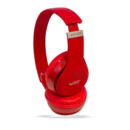UBON GHP-1270 3.5mm Wired Stereo Headphone with Mic Over-Ear 100 mW Driver Headset with Folding Design (Red) Over-Ear