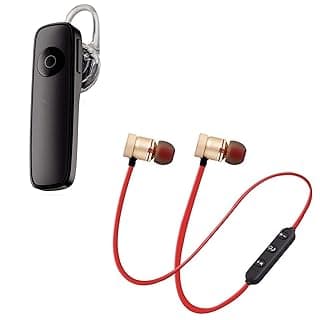 TEQNEQ k1 Bluetooth 4.1 Wireless Headset, Noise Canceling Hands-Free with Magnetic Wireless Bluetooth Sport in-Ear Earbuds &amp; Mic Compatible with All Smartphones (Assorted Colour)