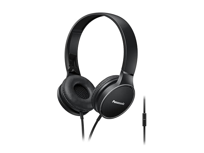 Panasonic On Ear Stereo Headphones RP-HF300ME-K with Integrated Mic and Controller, Travel-Fold Design, Matte Finish, Black Audio Headphones