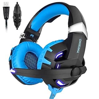 ONIKUMA K2 7.1 Virtual Surround Sound USB Gaming Headset with LED Light (Black/Blue)