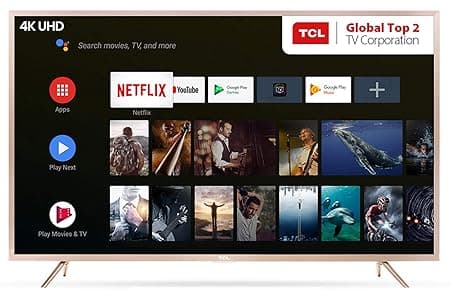 TCL 138.71 cm (55 Inches) 4K UHD LED Smart Certified Android TV L55P2MUS (Gold) Smart Televisions