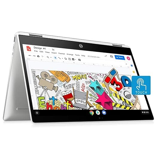 HP Chromebook x360 Intel Celeron N4000 Processor Thin and Light Touchscreen 14-inch HD Laptop (4GB/64GB SSD + 100 GB Cloud Storage/Chrome OS/Natural S