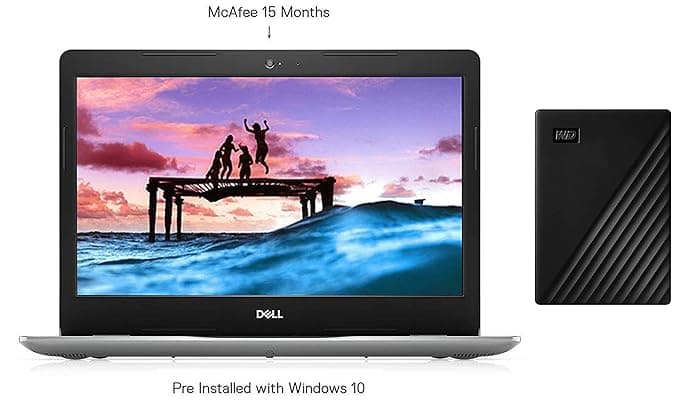 DELL Inspiron 3493 14-inch Laptop (10th Gen Core i5-1035G1/8GB/512GB SSD/Windows 10 Home/Intel HD Graphics), Silver-Western Digital WD 2TB My Passport