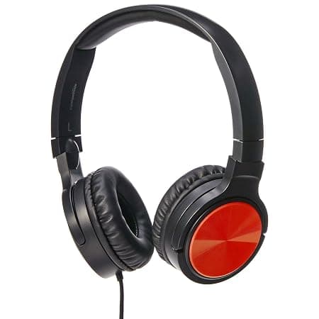 AmazonBasics Lightweight On-Ear Headphones - Red