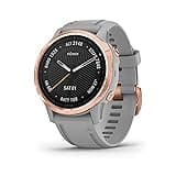Garmin Fenix 6S Sapphire, Premium Multisport GPS Watch, Small-Size, Feature- Music, Pace Guidance and Pulse Ox, Rose Gold-Tone with Powder Grey Band