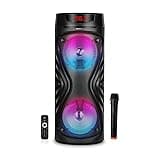 Tronica Zebra Karaoke Party Speaker Pro Bluetooth 6000W PMPO, with LED Display, RGB Lights, USB, SD Card, AUX, MIC in, FM, with Wireless MIC + Remote