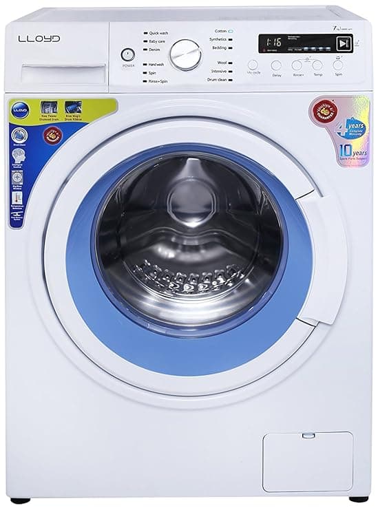 Lloyd 7 kg Fully-Automatic Front Loading Washing Machine (LWMF70, White and Blue) Washing Machines & Dryers