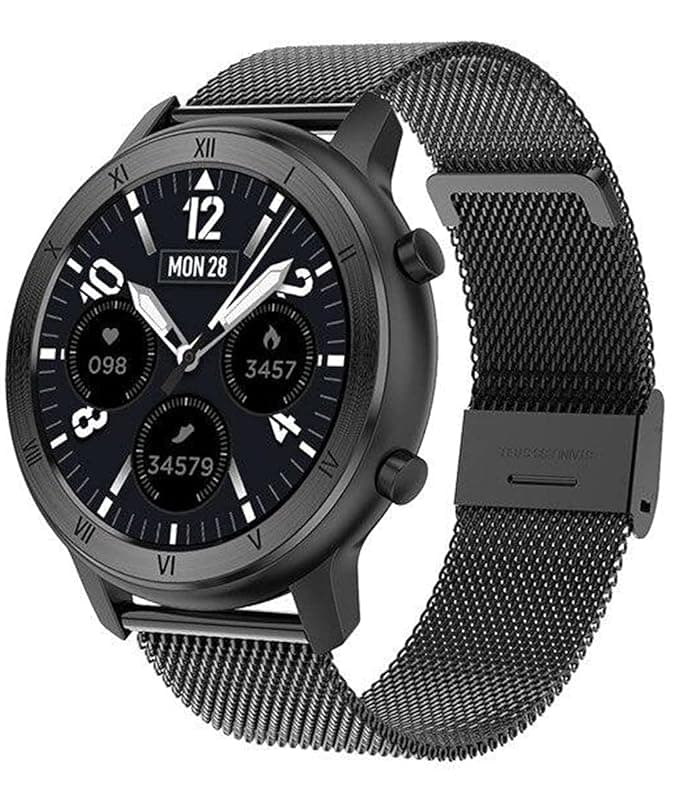 Bfit ACE (38 mm, Black) Touchscreen Unisex Full touch smartwatch with ECG, SPO2, Heart-rate monitor, Temperature measurement, and up to 10 days active