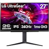 LG 27GR83Q-B 27-inch Ultragear QHD (2560x1440) IPS Gaming Monitor, 240Hz, 1ms, DisplayHDR 400, G-Sync AMD FreeSync Premium, H