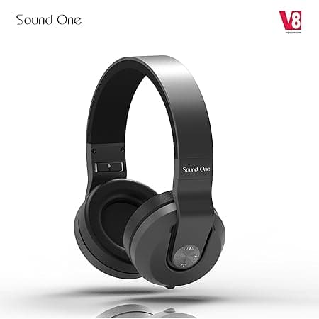 Sound One V8 Bluetooth Wireless Headphones with Mic (Black) Over-Ear Headphones