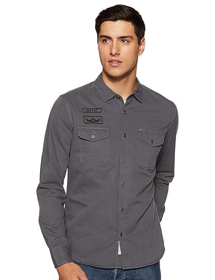 Amazon Brand - Inkast Denim Co. Men's Solid Slim Fit Full Sleeve Cotton Casual Shirt