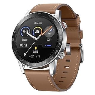 (Renewed) Honor Magic 2 46 mm, 14-Days Battery, SpO2, BT Calling and Music Playback, AMOLED Touch Screen, Personalized Faces, 15 Workout Modes, Sleep and HR Monitor, Smart Assistant Watch (Flax Brown)