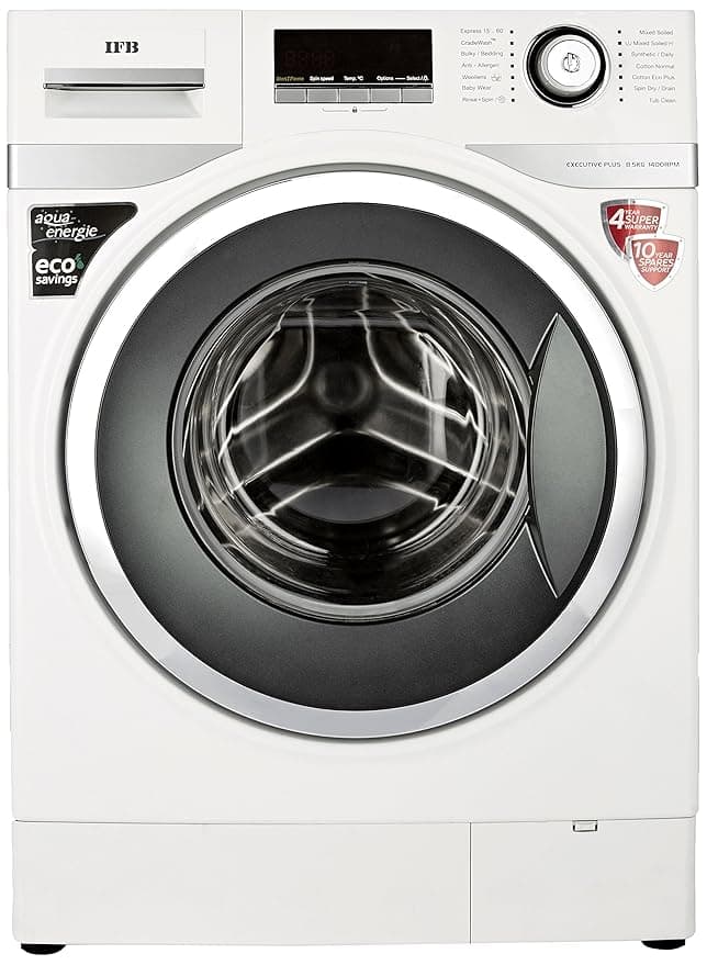IFB 8.5 kg Fully-Automatic Front Loading Washing Machine (Executive Plus VX, White) Washing Machines & Dryers