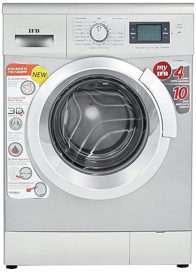 IFB 7 kg Fully-Automatic Front Loading Washing Machine (Elite Aqua SX , Silver) Washing Machines & Dryers