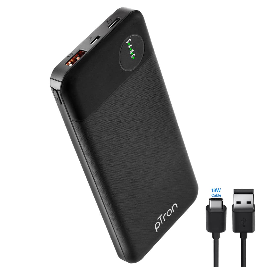 pTron Dynamo Pro 10000mAh Fast Charging Type-C (PD) Power Bank, BIS Certified (Black)