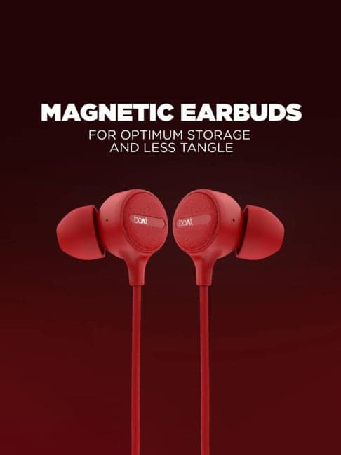 boAt BassHeads 103 T Wired Earphones with Super Extra Bass, Integrated Controls & Mic (Red)