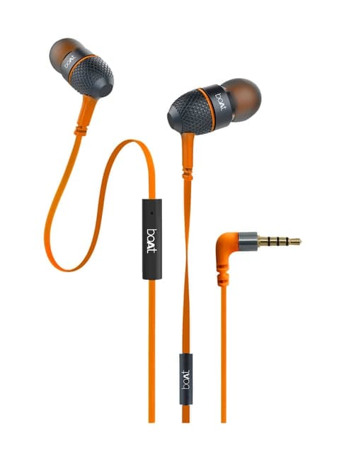 boAt BassHeads 220 T Wired Earphones with Super Extra Bass, Tanglefree Cable (Molten Orange)
