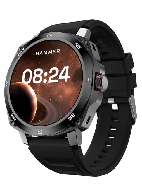 Hammer Fit Pro 1.43 inch Super AMOLED Display Smart Watch Round Dial with Bluetooth Calling (Black)