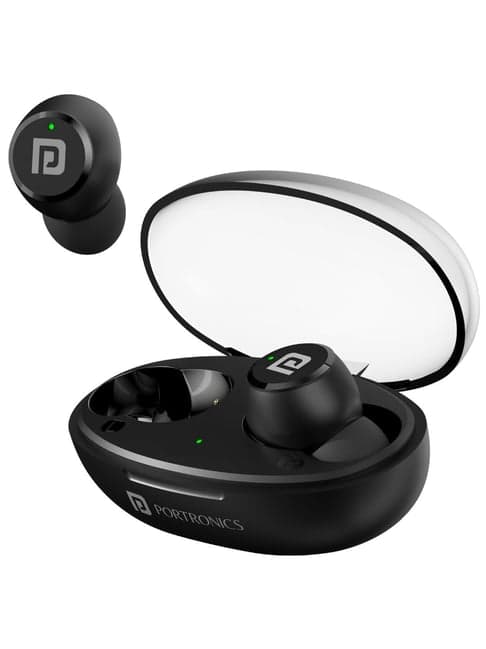 Portronics Harmonics Twins S13 in Ear Earbuds with Mic, 24H Playtime (Black, True Wireless)