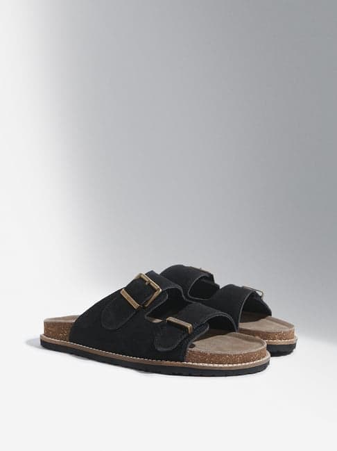 LUNA BLU by Westside Black Double Band Comfort Sandals