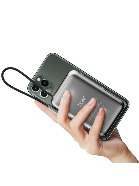 Boat EnergyShroom PB330 Magnacharge 10000mAh Magnetic Power Bank with 15W Wireless charging (Black)