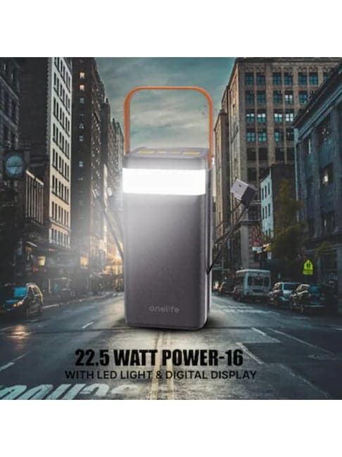 Onelife Power 16, 50000 mAh 22.5W Quick Charge Power Bank with Led Torch (Black)