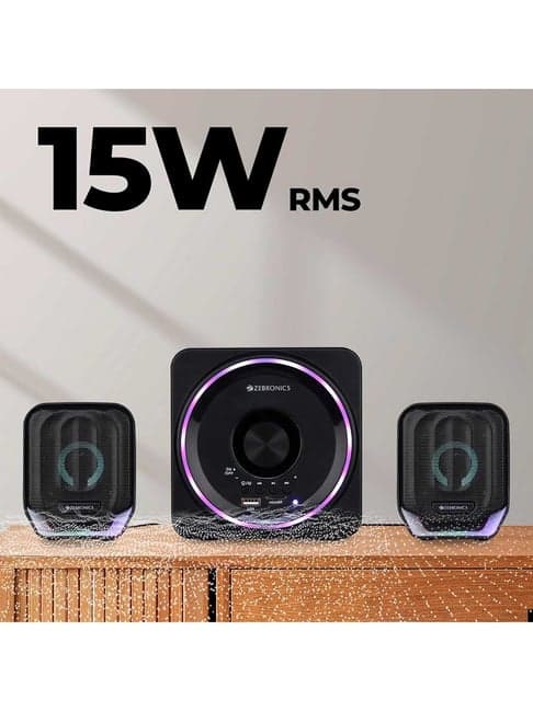 ZebronicsBlack Pluto 2-2.1 Channel Desktop Speaker 15W
