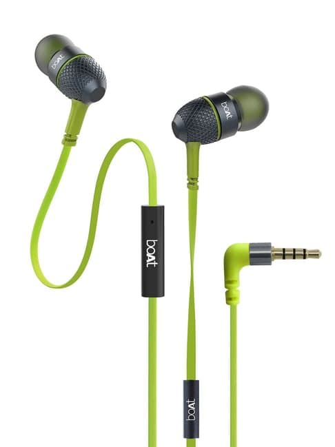 boAt BassHeads 220 T Wired Earphones with Super Extra Bass, Tangle-free Cable & Metal Finish (Lime)
