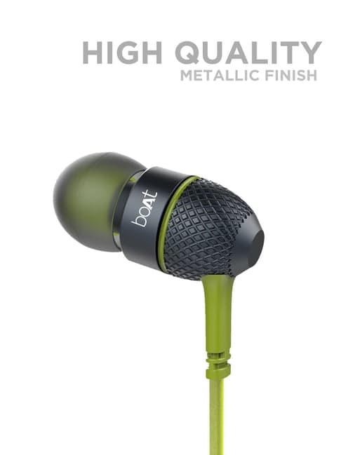 boAt BassHeads 220 T Wired Earphones with Super Extra Bass, Tangle-free Cable & Metal Finish (Lime)