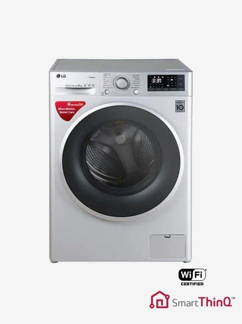 LG  8 kg Inverter Fully-Automatic Front Load Washing Machine with Wi-Fi (FHT1208SWL,Luxury Silver)