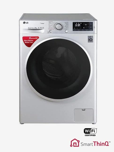 LG 8 kg Inverter Fully-Automatic Front Load  Washing Machine with Wi-Fi,Steam (FHT1408SWL,Silver)