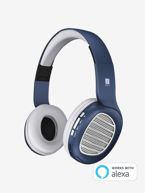 iBall Decibel BT01 Over The Ear Bluetooth Headphone with Mic (Blue/White)
