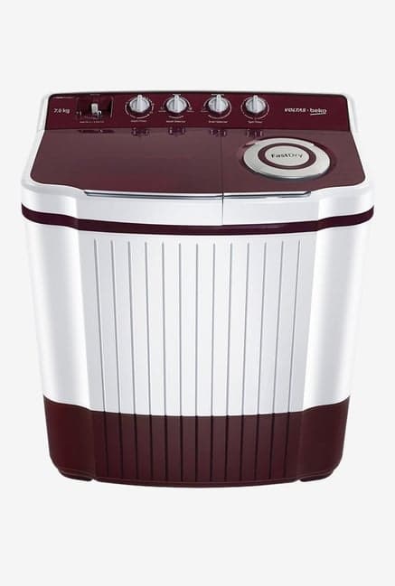 Voltas Beko 8Kg 5 Star Semi- Automatic Top load Washing Machine (WTT80DT, Burgundy)