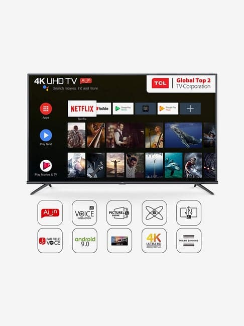 TCL 137.7 cm (55 Inches) Smart 4K Ultra HD Android LED TV 55P8E (Black, Range 2019)