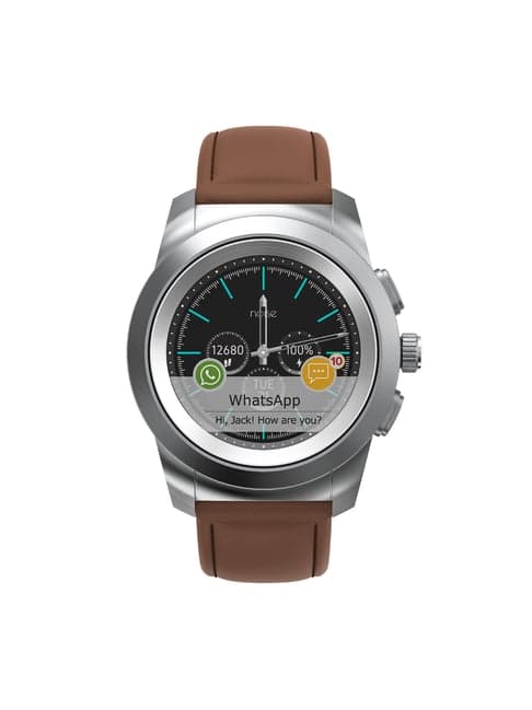 Noise NoiseFit Fusion Hybrid Smartwatch with Leather Strap (Vintage Brown)